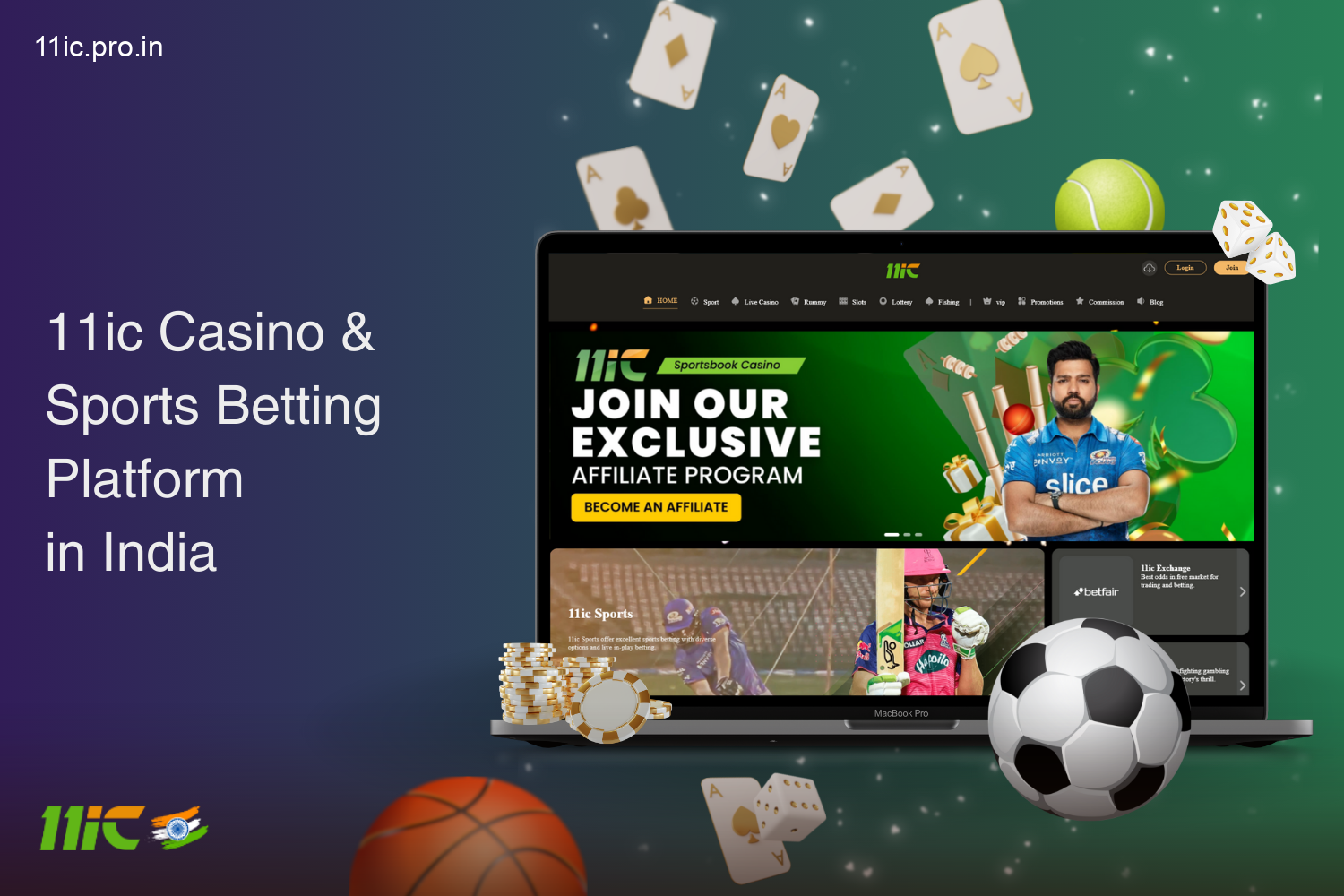 11ic platform for users from India with a large selection of casino games and sports betting