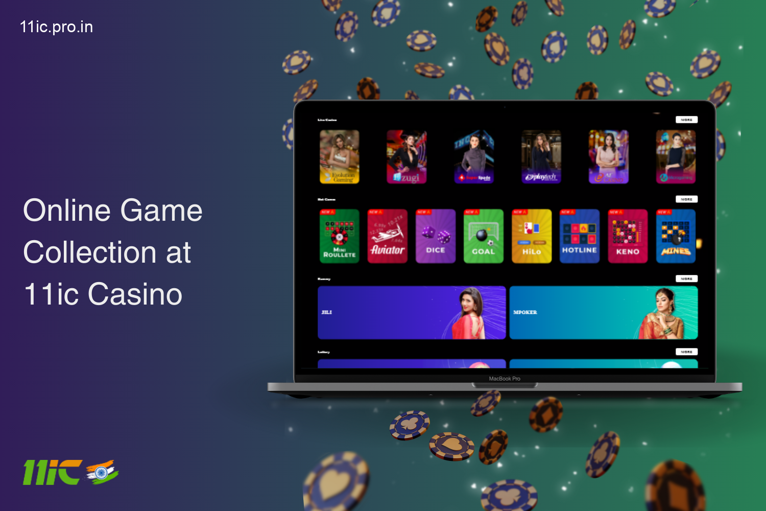 11ic casino offers a collection of more than 1,500 games of various genres for players from India